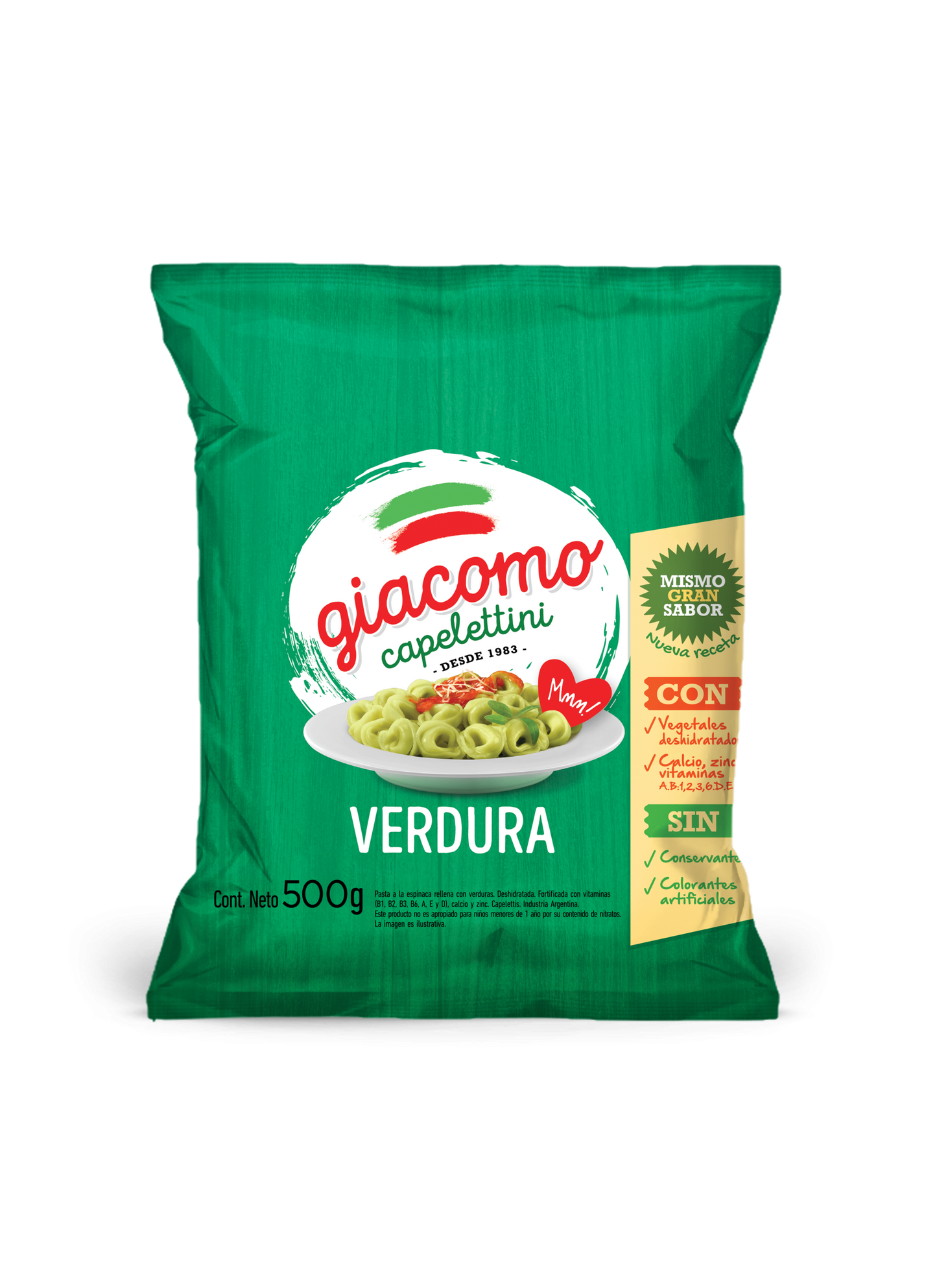 Giacomo Capelletini Verdura 500g / 17.64 oz | Argentine Vegetable-Filled Pasta