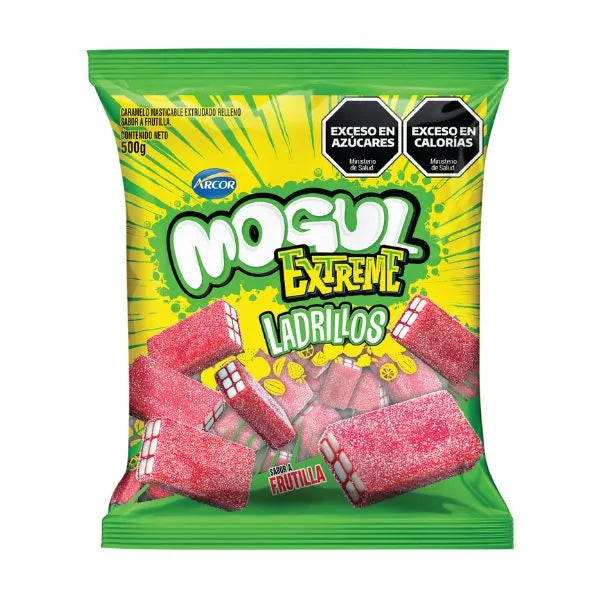 Arcor Mogul Extreme Strawberry-Flavored Brick-Shaped Sour Gummies 500g