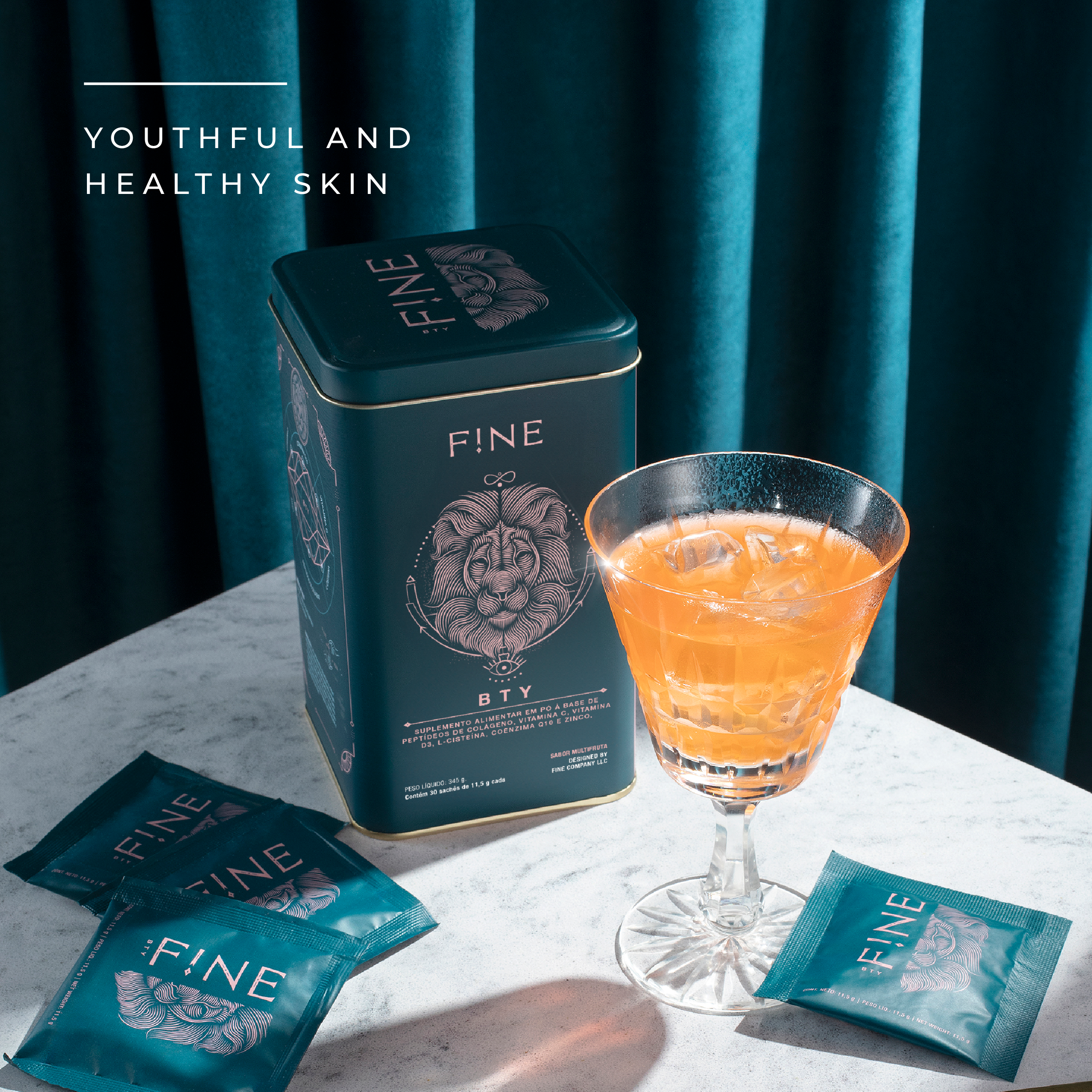 F!NE Beauty Collagen Powder – MultiFruit Flavor | No Sugar, Fat, or Carbs - Strengthens Skin, Nails, and Hair