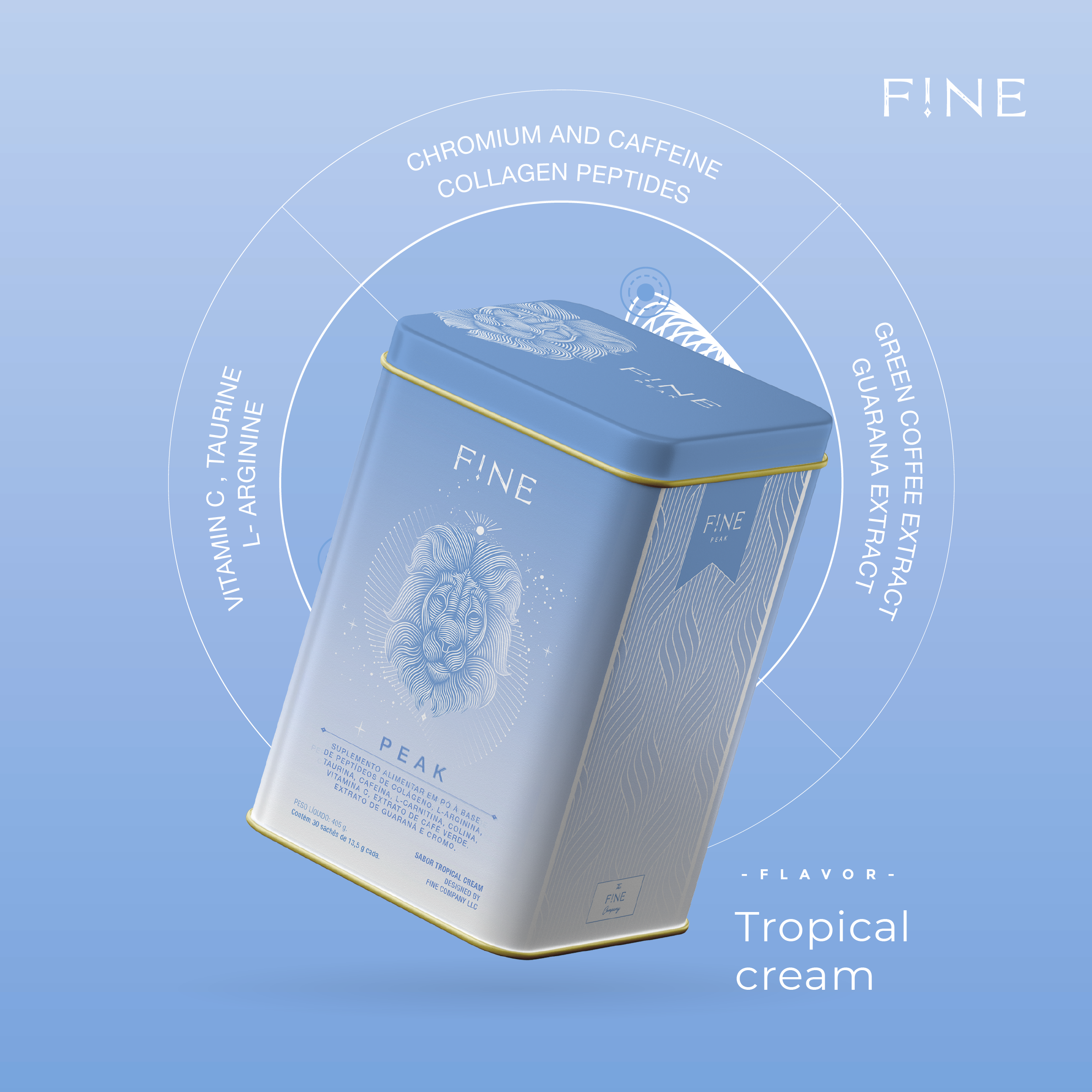 F!NE Peak Collagen Powder – Tropical Cream Flavor | Boost Metabolism & Skin Health