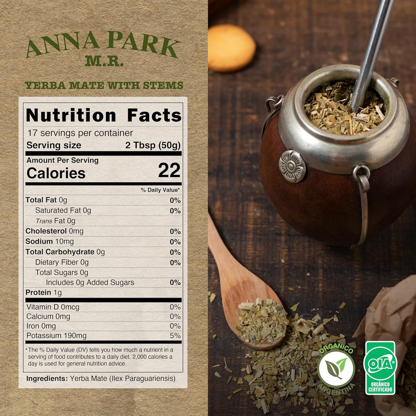 Anna Park Organic Yerba Mate 500g (1.1 lb) – Premium Argentine Mate Tea
