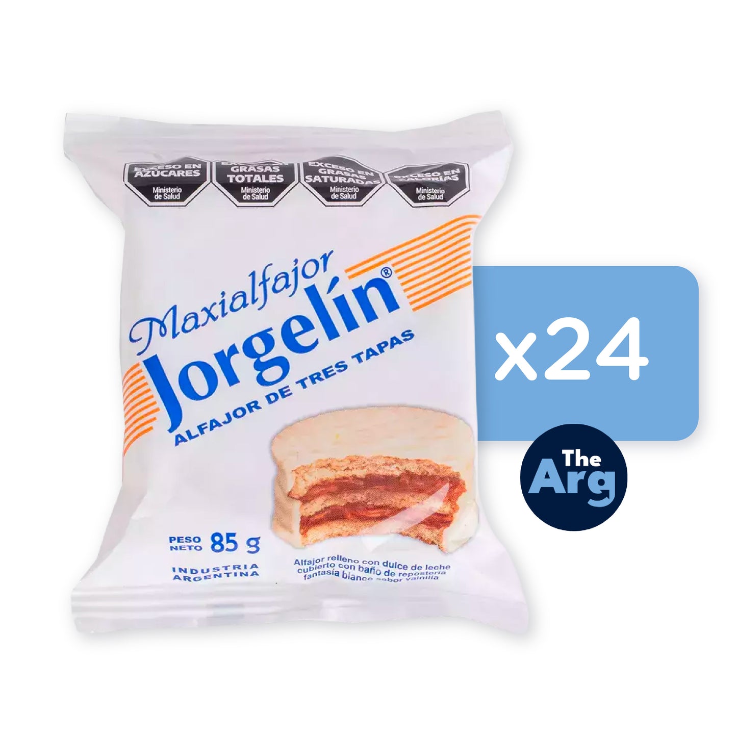 SALE Alfajor Jorgelín Triple White Cookie with Dulce de Leche Bulk Box 85 g / 2.9 oz (Box of 24 Units)
