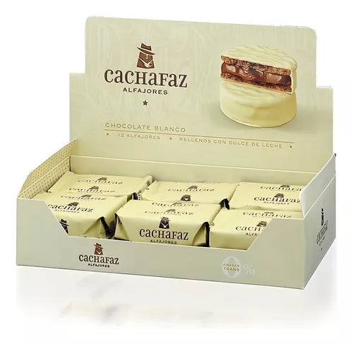 Alfajor Cachafaz White Chocolate with Dulce de Leche 12u. 720g /25.2oz