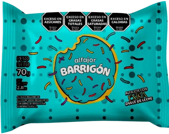 Barrigón Blanco – Alfajor with Dulce de Leche Filling and Fantasy Icing Coating 70g/0.16lb