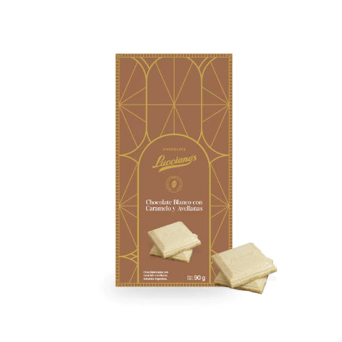 Lucciano’s Signature Tablet - White Chocolate Bar with Caramel Crystals and Hazelnuts 90g/0.20 lb
