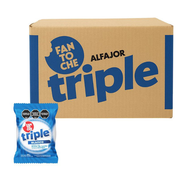 Alfajor Fantoche Triple Sugar Coated with Dulce de Leche – Complete Box 24 units x 85 g / 2.99 oz