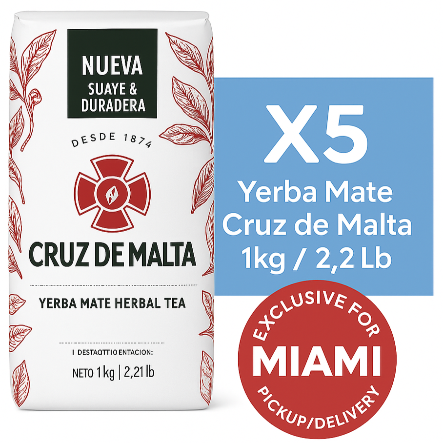 Yerba Mate Cruz de Malta 1kg / 2.2Lb (5 Units Pack)