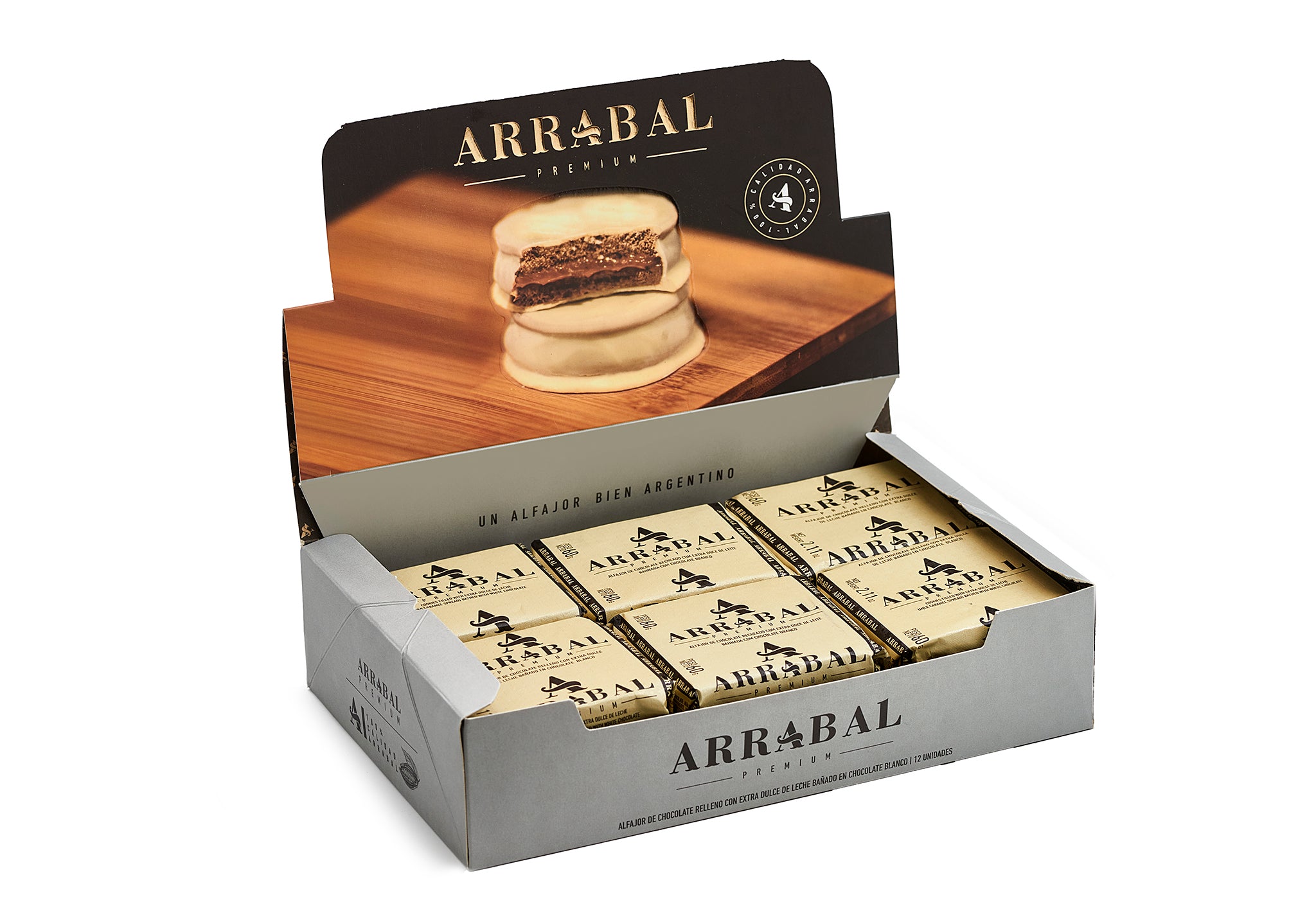 Arrabal – White Chocolate Alfajor Filled with Dulce de Leche 12u. 720g/1.58lb