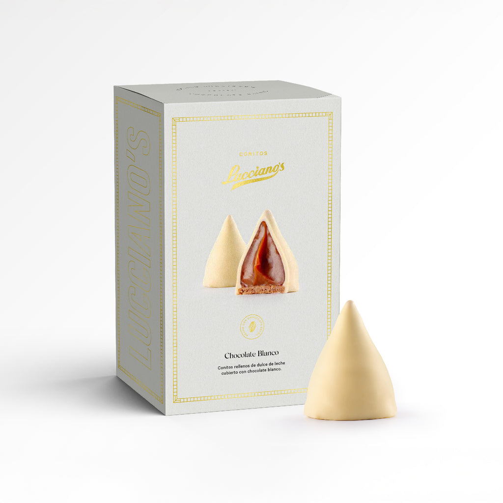 Lucciano’s White Chocolate Conitos – Dulce de Leche Filled Cone Cookies 6u. 270g/0.59lb