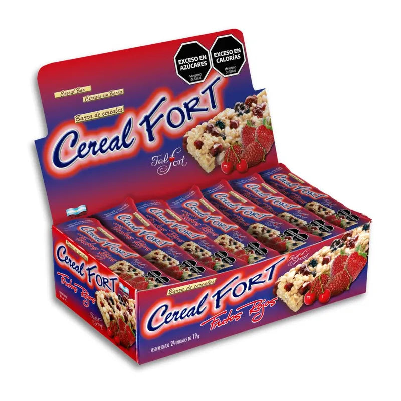 Felfort Cereal Fort Frutos Rojos - Cereal Bar with Red Berries, 19g - (box of 24)