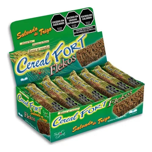 Felfort Cereal Fort Light Flekos - Cereal Bar with Wheat Bran 18g. - (Box of 24u.)