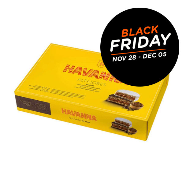 Black Friday Alfajores Havanna Mix Chocolate and Sugar Coated 12 units 612 g / 21.5 oz