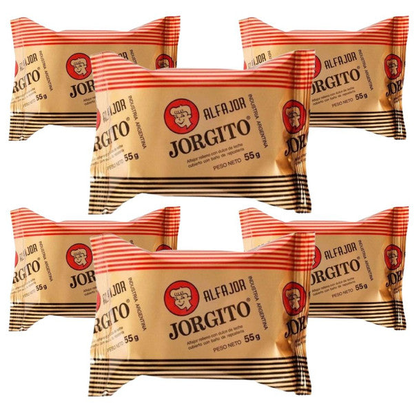 Alfajor Jorgito Filled with Milk Caramel and Chocolate Coating 55g / 1.94 oz (Pack of 6u.)