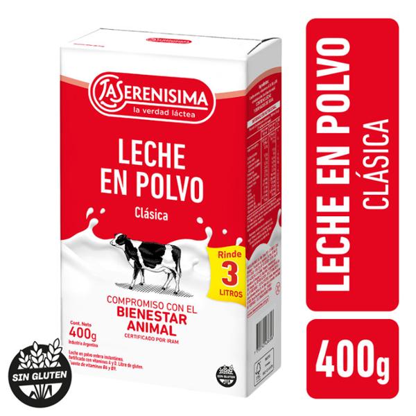 La Serenísima Classic Powdered Milk Glutten Free 400g/0.88lb
