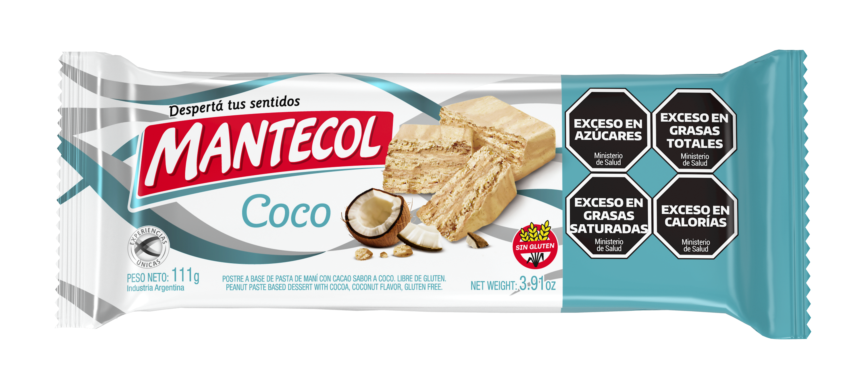 Mantecol - Coconut Flavor Semi-Soft Peanut Butter Glutten Free 111g/3.91 oz