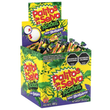 Palitos de la Selva Soft and Sour Candy Blueberry Box 480g