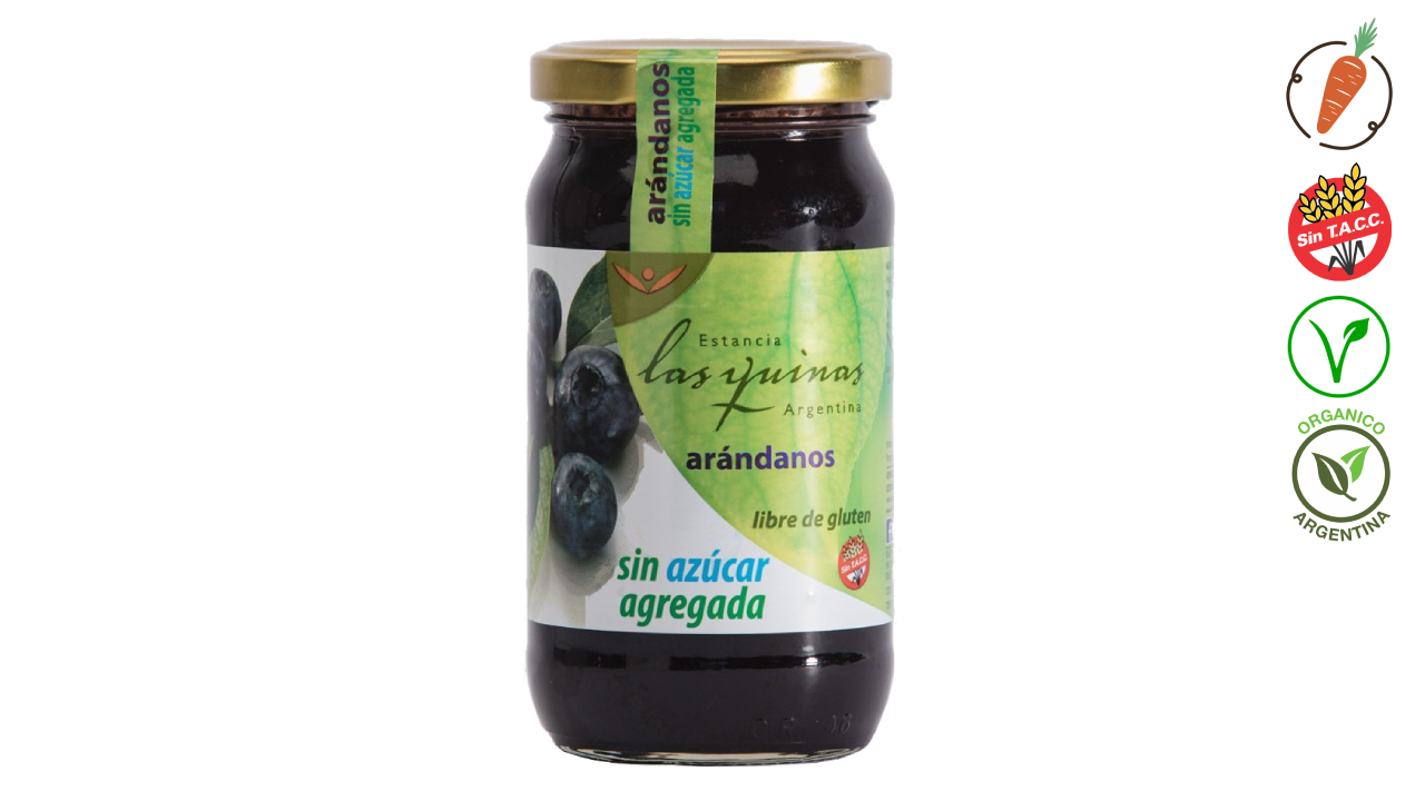 Las Quinas Marmalade Blueberry Jam - No Sugar Added - Gluten Free 420 g