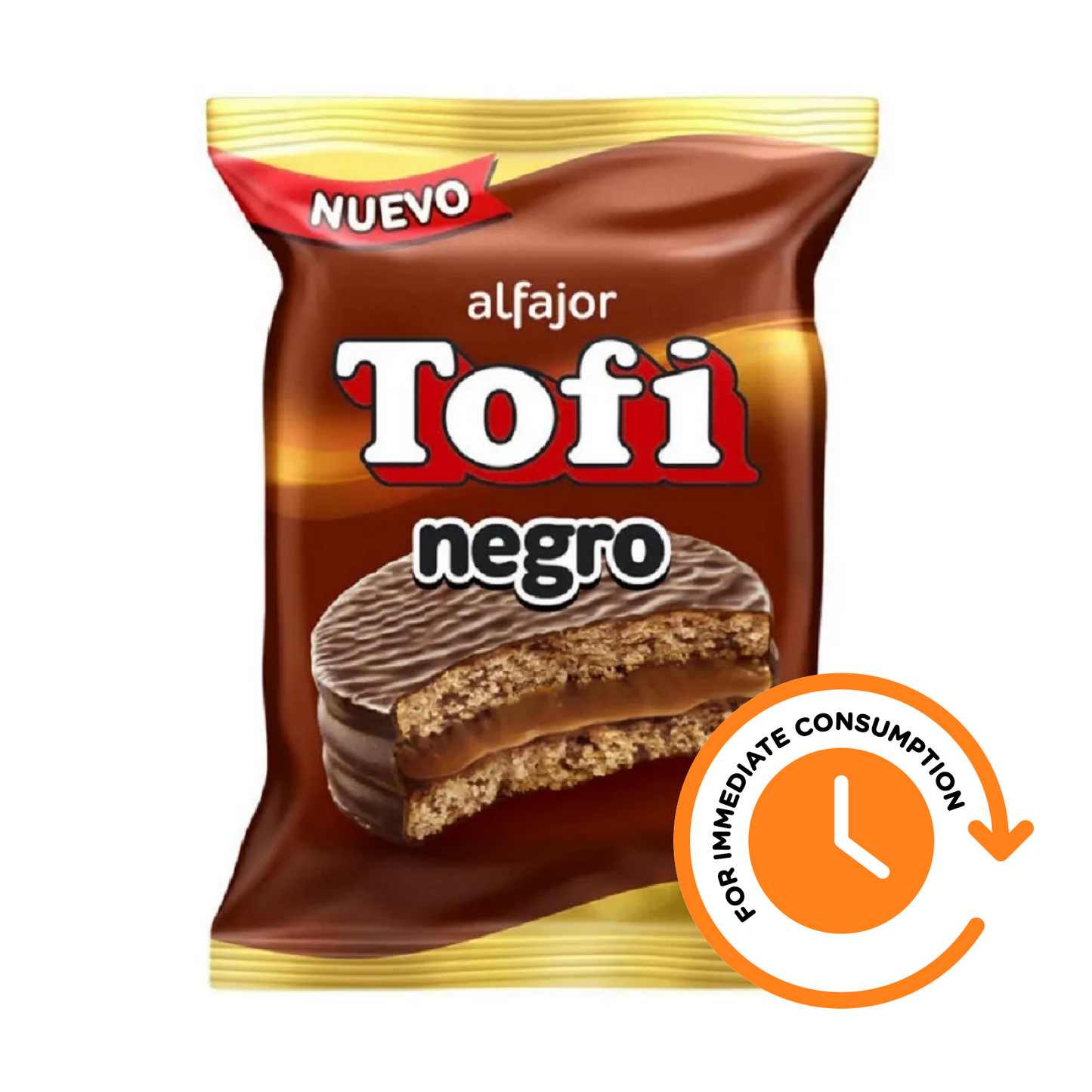 SALE Alfajor Tofi Negro Milk Chocolate Alfajor Filled with Dulce De Leche 1 unit 45 g / 1.58 oz