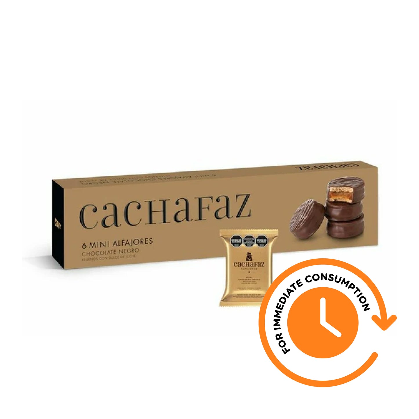 SALE Cachafaz Mini Alfajores with Semi-Bitter Chocolate and Dulce de Leche – 6u. 162g / 0.36lb