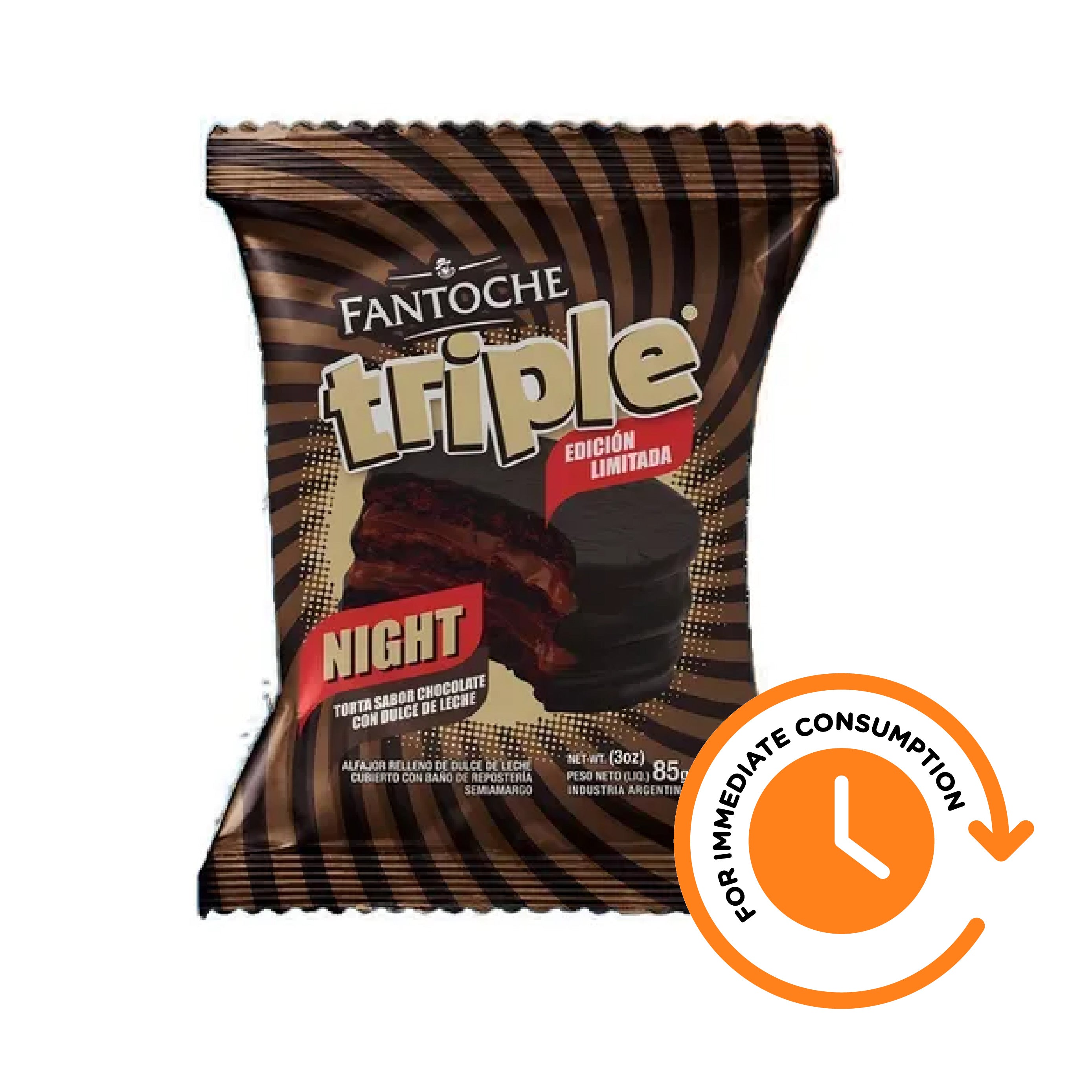SALE Fantoche Night - Triple Dark Chocolate Alfajor with Dulce de Leche 85g/0.18lb