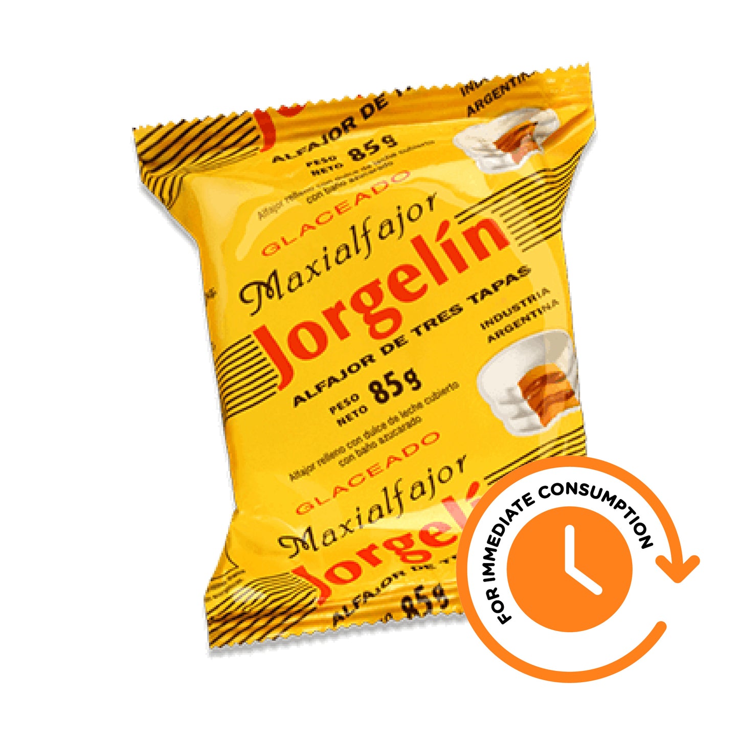 SALE Alfajor Jorgelín Sugar Coated Triple Cookie with Dulce de Leche 1 unit 85 g / 2.99 oz