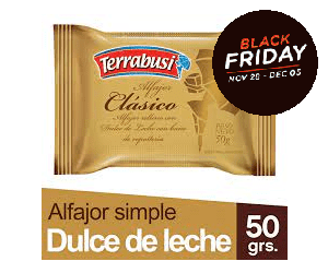 Black Friday Alfajor Terrabusi Classic Milk Chocolate Filled with DDL 50 g