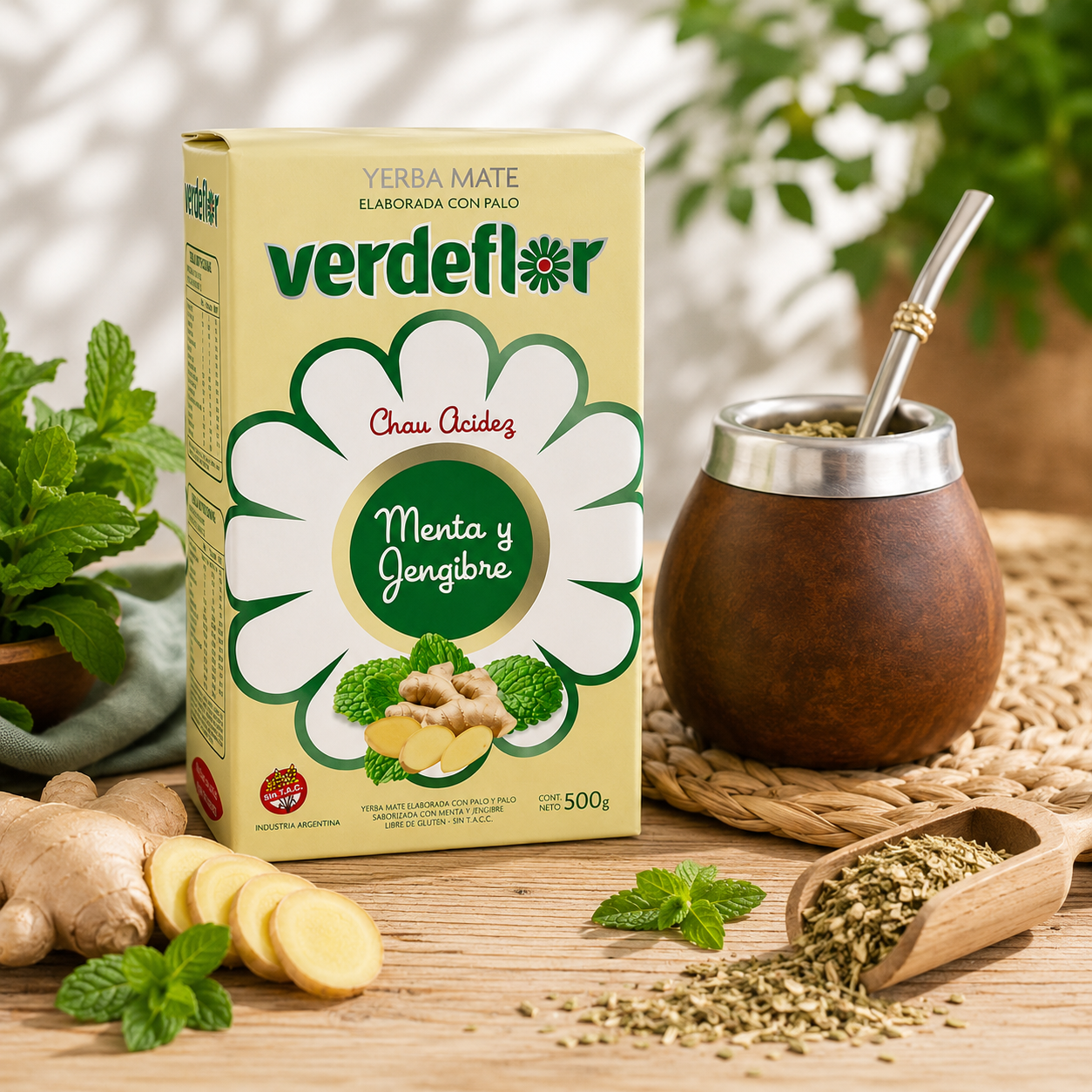 Verdeflor Mint & Ginger Yerba Mate 500 g | Argentine Flavored Yerba Mate with Mint, Ginger & Poleo