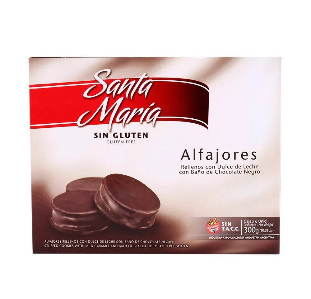 Alfajores Sin TACC Chocolate Negro 6u Santa María | Gluten Free Argentine Alfajores 240g
