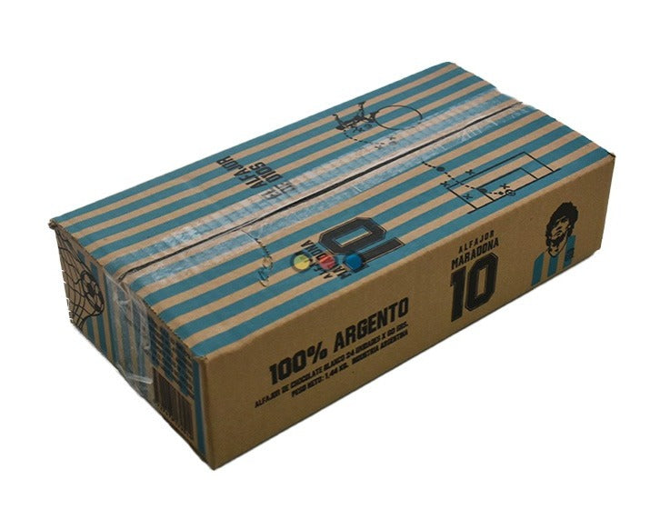 Alfajor Maradona - Classic style White Chocolate Coated and Dulce de leche Filling 60g (box of 24)