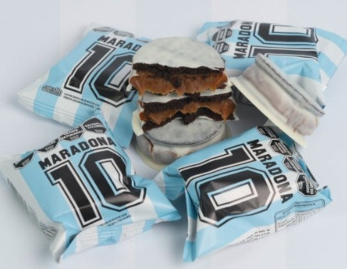 Alfajor Maradona - Classic style White Chocolate Coated and Dulce de leche Filling 60g (box of 6)