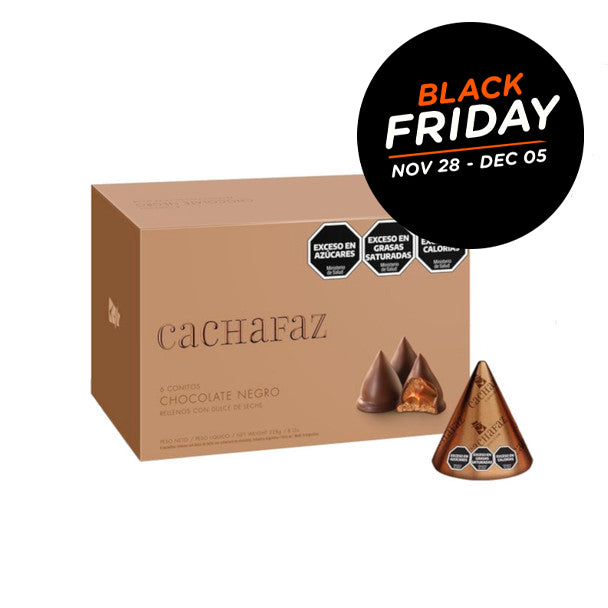 Black Friday Cachafaz Conitos Covered Cone Cookies Filled with Dulce de Leche and Milk Chocolate 6 units 228 g / 8 oz