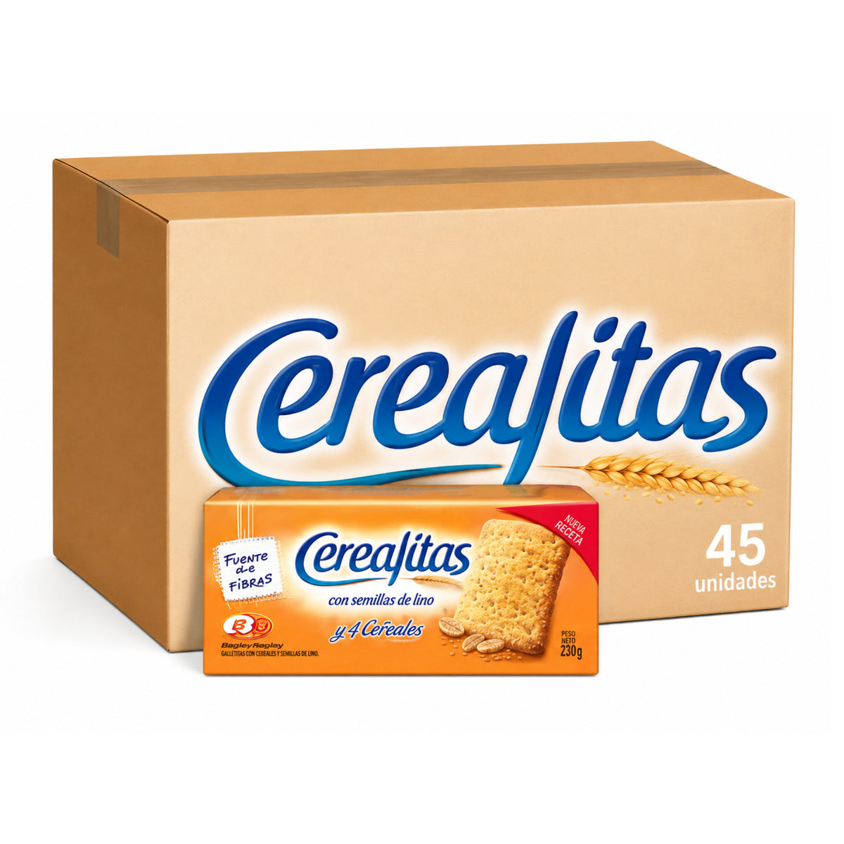 Cerealitas Classic Cereal Crackers 212g | Argentine Biscuits Box (45u.)