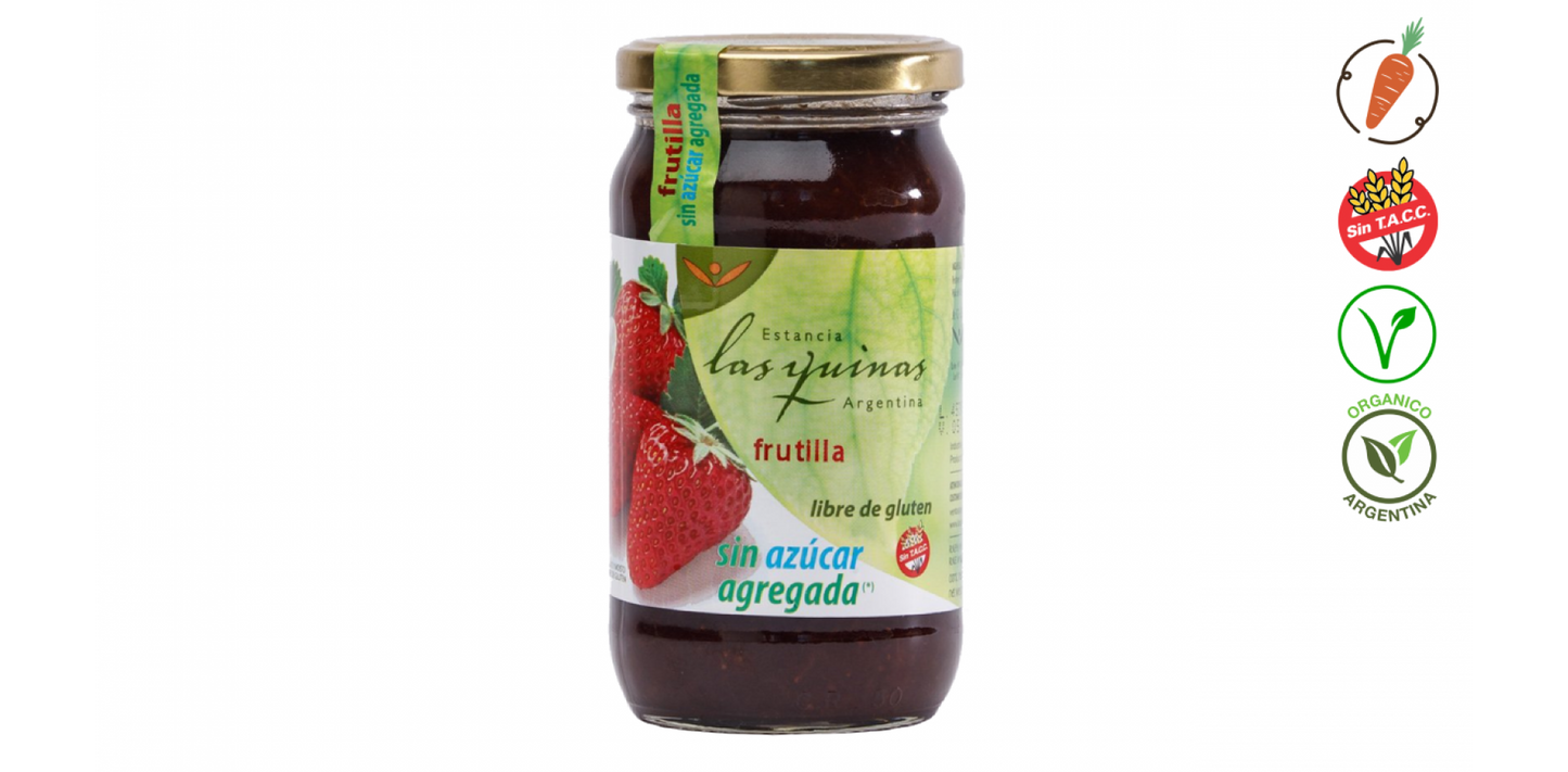 Las Quinas Marmalade Strawberry Jam - No Sugar Added - Gluten Free 420 g