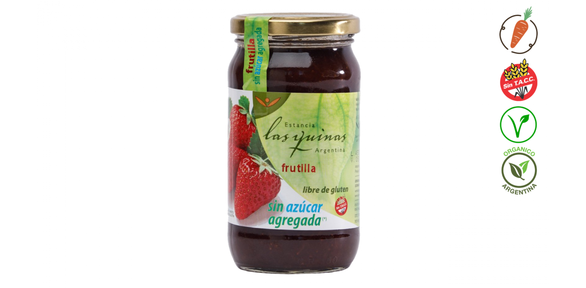 Las Quinas Marmalade Strawberry Jam - No Sugar Added - Gluten Free 420 g