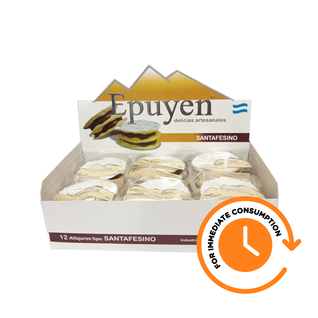 SALE Epuyen - Triple-filled Alfajor Santafesino with Dulce de Leche, Glazed with Sugar 12u. 720g/1.58lb