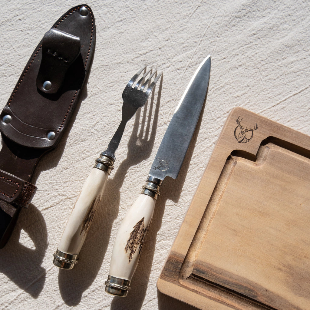 Natural Deer Antler Picnic Set