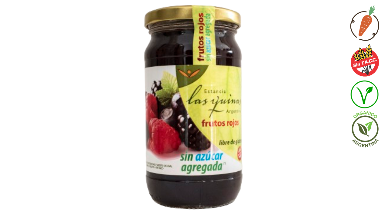 Las Quinas Marmalade Red Berries Jam - No Sugar Added - Gluten Free 420 g