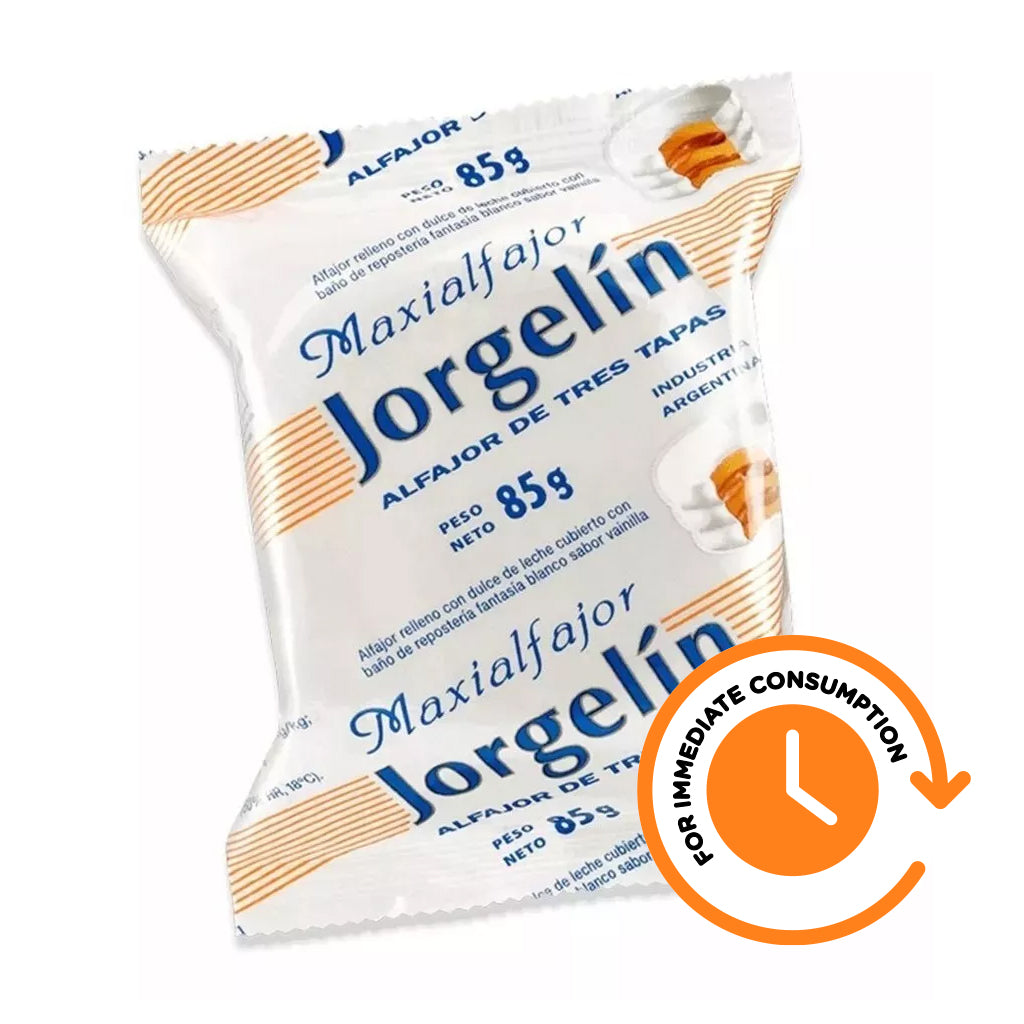 SALE Alfajor Jorgelín Triple White Cookie with Dulce de Leche 1 unit 85 g / 2.9 oz