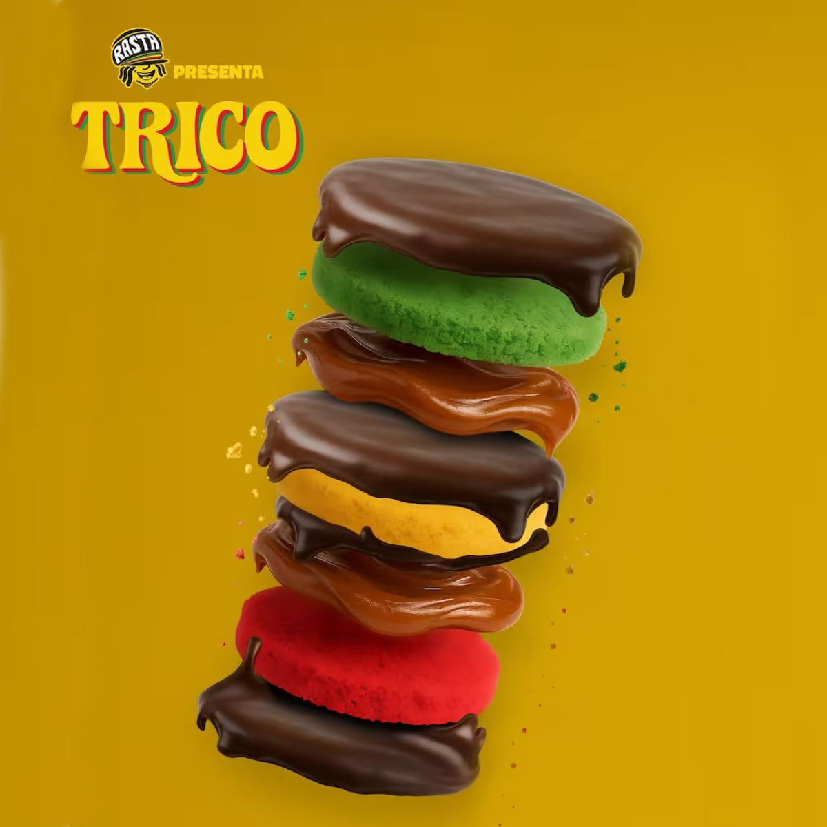 Rasta Trico Triple Alfajor – Dark Chocolate Covered Cornstarch Filled with Dulce de Leche 100g / 0.22lb