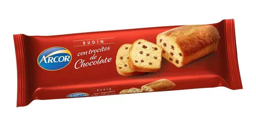 Arcor Budín con Trocitos de Chocolate Sweet Pound Cake with Chocolate Chips, 215 g / 7.6 oz
