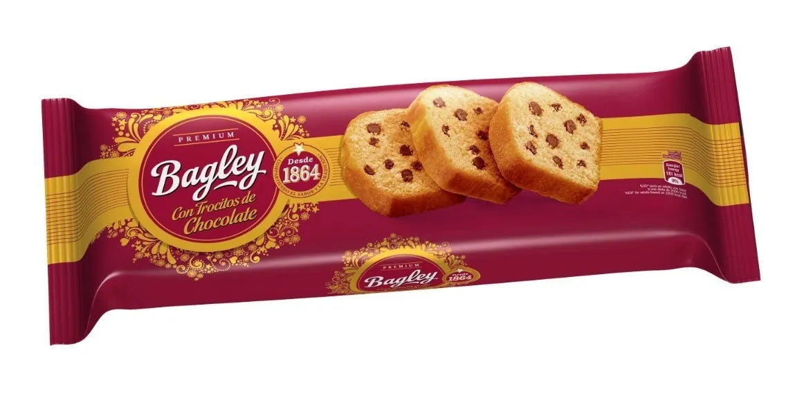 Bagley Premium Budín Con Trocitos de Chocolate Classic Pound Cake with Chocolate Chips Premium, 215 g / 7.6 oz