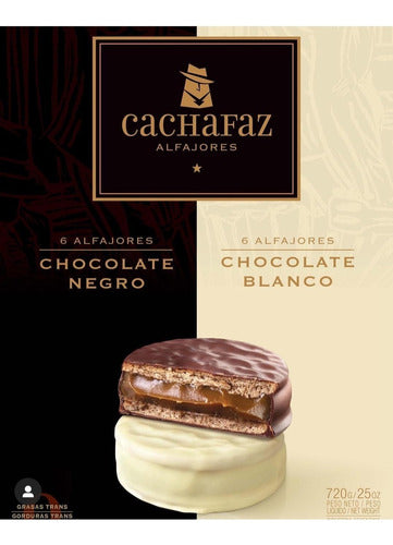 Alfajores "Cachafaz" Black and White Chocolate Box 12u 720g / 1.5lb.