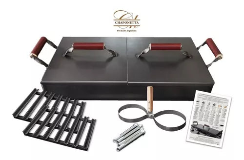 Chaponetta - Steel Griddle for 2 Stoves + Grill + Double Cover.