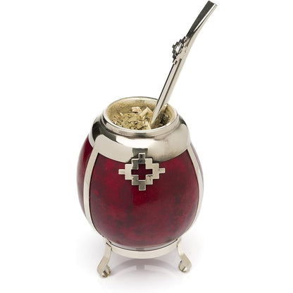 Pampa Vinotinto Traditional Gourd Mate Cup with Bombilla