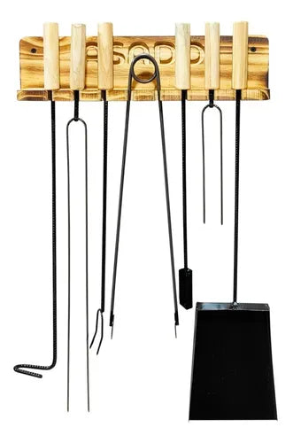 Grill Accessories BBQ Tools Set – 8 Pieces with Wooden Stand – VG Hogar