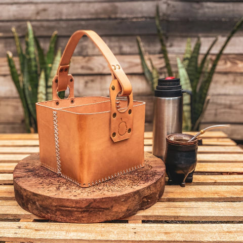 Natural Leather Square Mate Bag