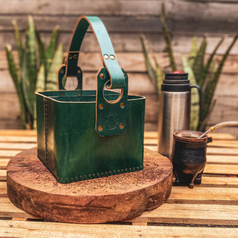 Green Leather Square Mate Bag