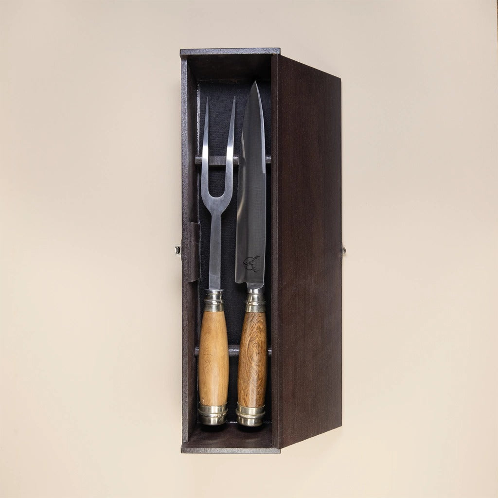 Ciervo Quina Round Wood Carving Set – Handcrafted Argentine BBQ Knife & Fork
