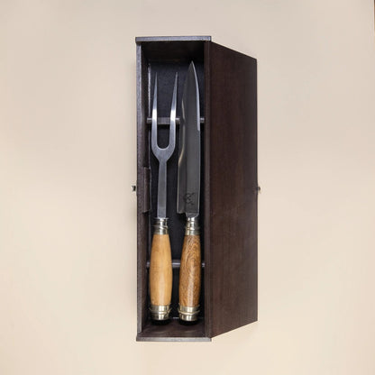 Ciervo Quina Round Wood Carving Set – Handcrafted Argentine BBQ Knife & Fork