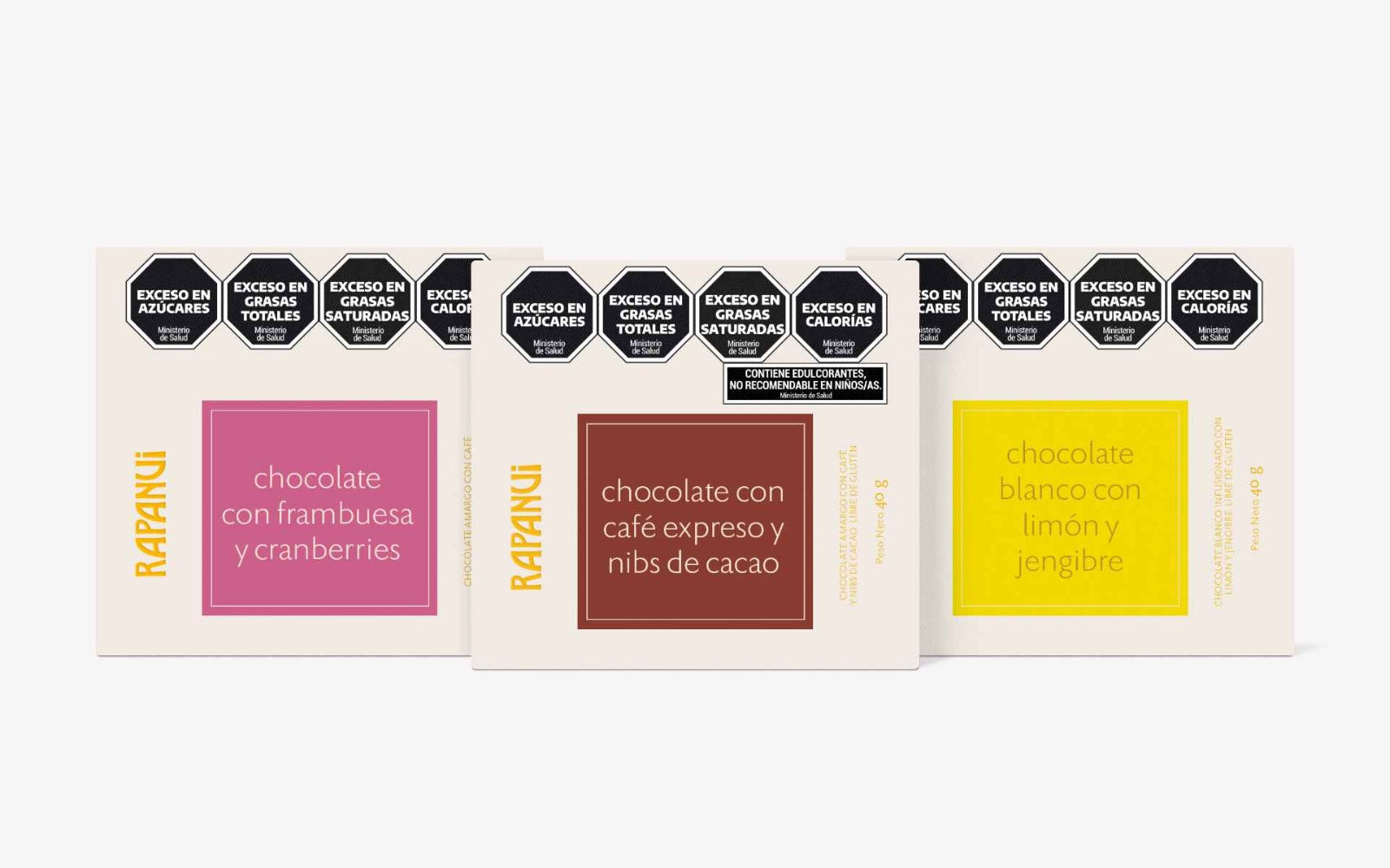 Rapanui Trio Mini Bars – Espresso, White Lemon & Ginger, Raspberry & Cranberries (120g)